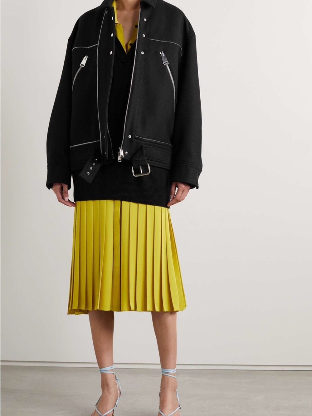 KHAITE HERMAN Wool Zip-Up Moto Jacket with Silver Hardware - Picture 5 of 7